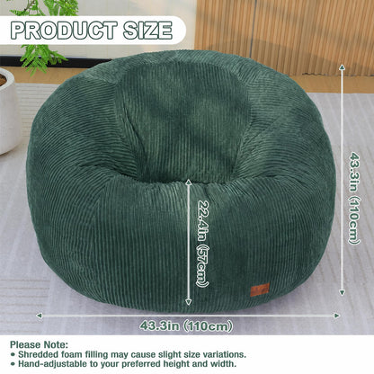 UODERS Oval Bean Bag for Adults Kids & Teens, Large Bean Bag Chair with Corduroy Cover with Handle