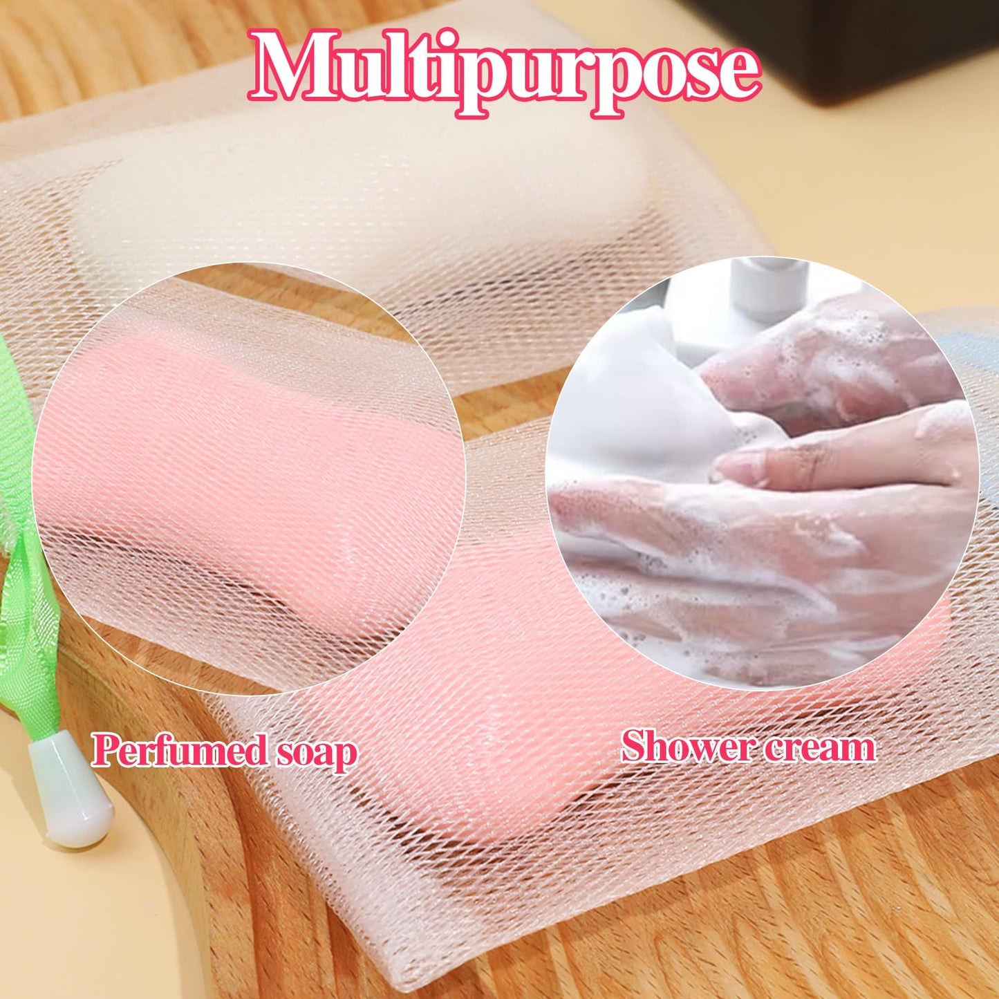 10 PCS Mesh Soap Saver Pouch Double-Layer Soap Saver Bag with Drawstring Mesh Soap Bag Bath Facial Cleanser Foaming Net Exfoliating Mesh Soap Bag for