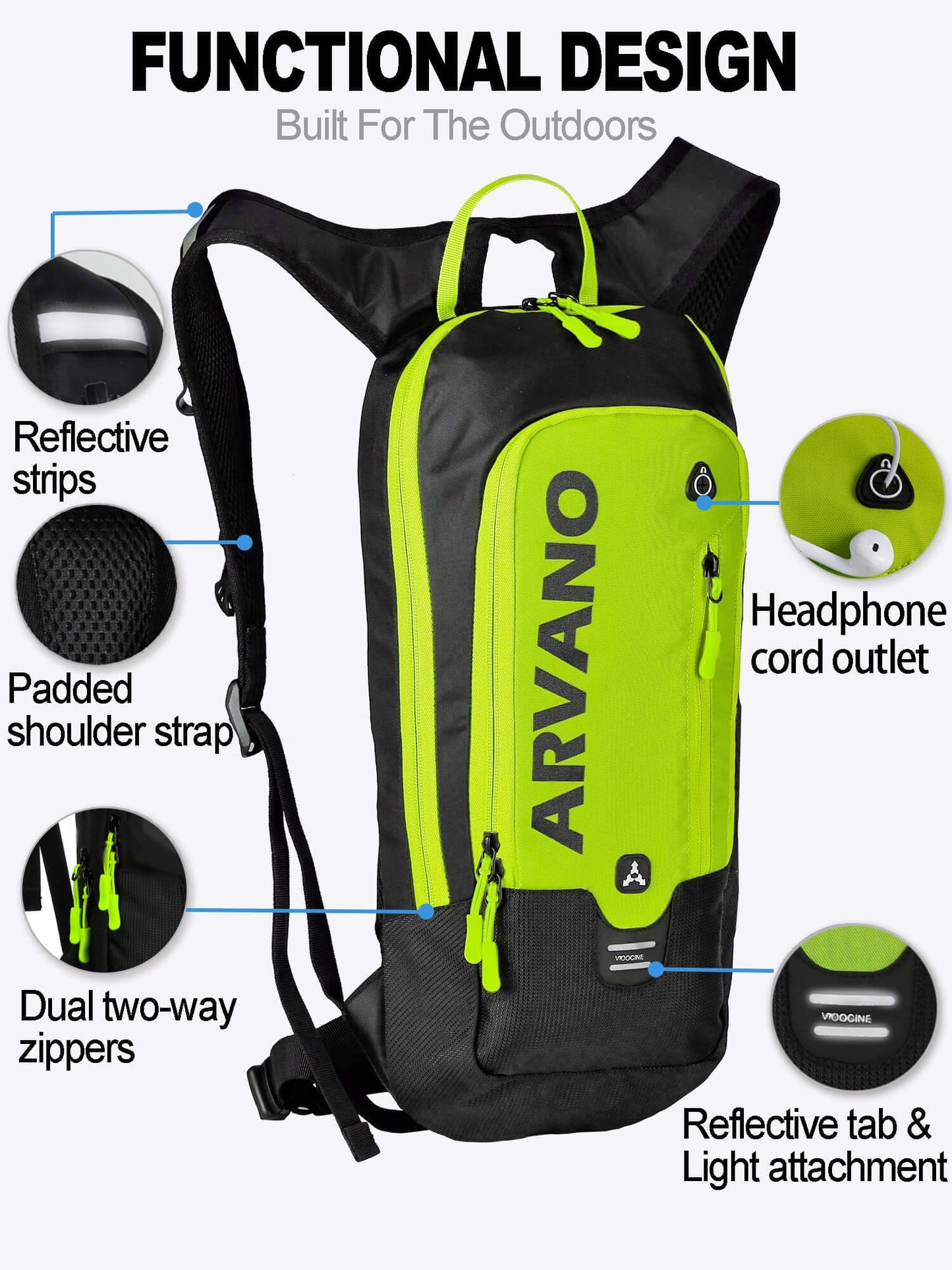 Arvano Hydration Backpack Lightweight Cycling Backpack with Water Bladder, 6L Water Rucksack for for Men Women Skiing Mountain Biking Hiking
