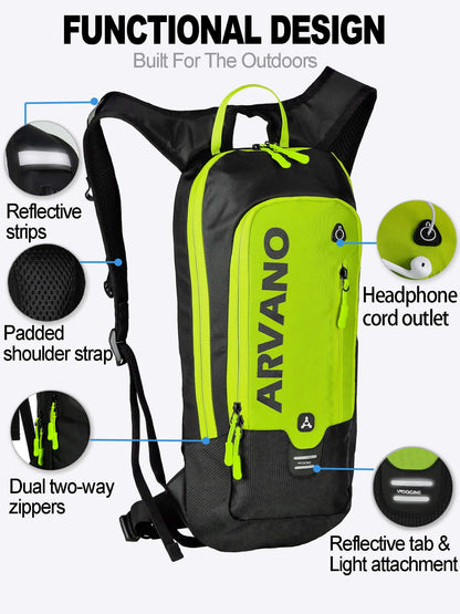 Arvano Hydration Backpack Lightweight Cycling Backpack with Water Bladder, 6L Water Rucksack for for Men Women Skiing Mountain Biking Hiking