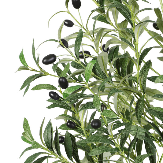 Alupssuc 5FT Olive Tree Artificial, Faux Olive Tree with White Pot, Fake Olive Tree Indoor Outdoor with Natural Wood Trunk & Lifelike Fruits, Perfect