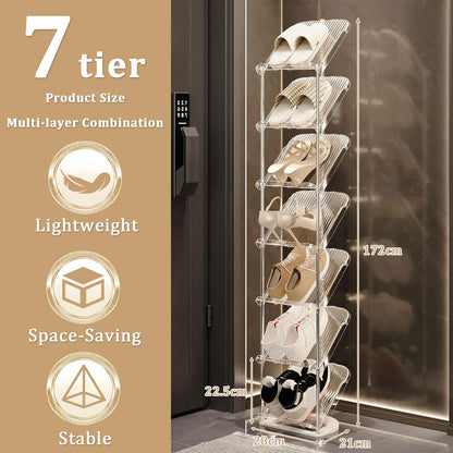 kiss me Sloping Narrow Shoe Rack,5/6/7/8 Tiers Transparent shoe rack small Slim Tall Shoe Storage Rack Vertical Shoe Shelf Stand Holder Organiser