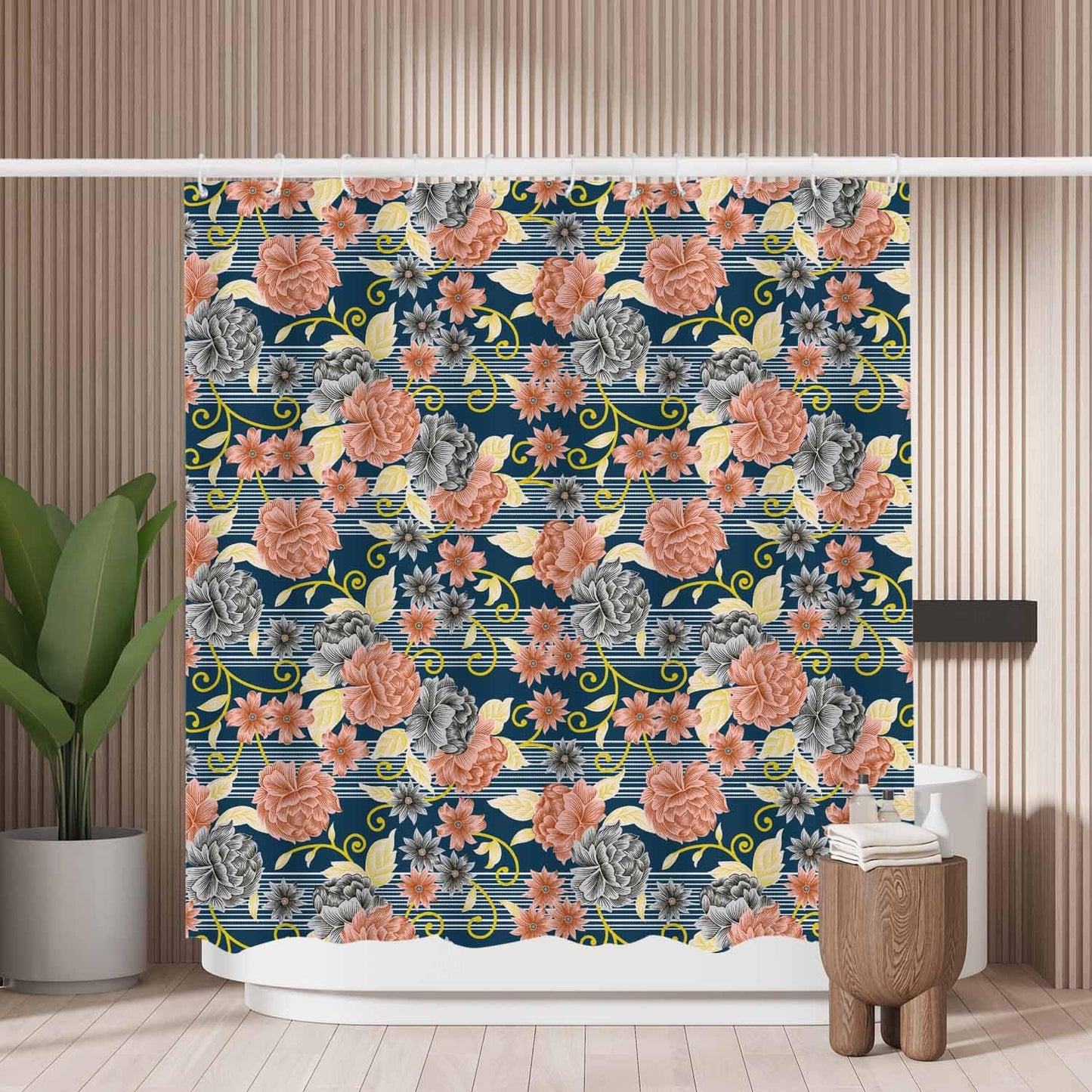 Woutay Shower Curtain Mould Proof Resistant Beautiful Flowers,Water Repellant Fabric,Polyester,with 12 Plastic Hooks,Size 180x180CM