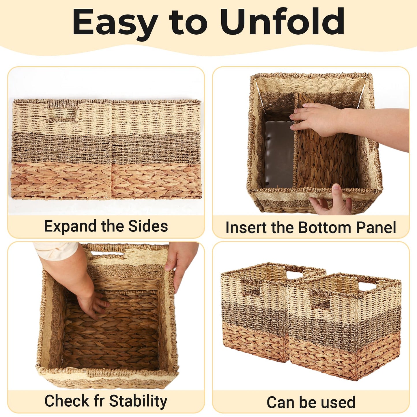 Tsudoku Storage Cubes Baskets, Set of 2 Hand-Woven Storage Baskets, 30cm