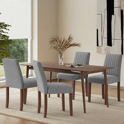 COLAMY Dining Chairs Set of 4 with Thick Seat Cushion, Fabric Chairs for Dining Room with Wood Legs and Ergonomic High Back
