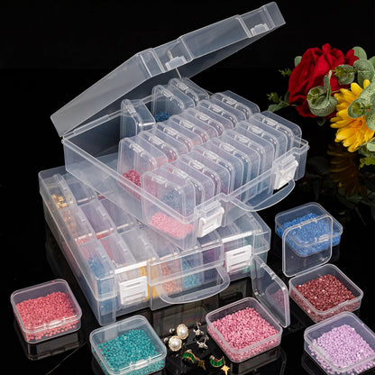 Bead Storage Containers, Craft Bead Organiser Storage Box, Diamond Art Storage Box Small Craft Organiser Box with Hinged Lid for Nail Beads Seeds