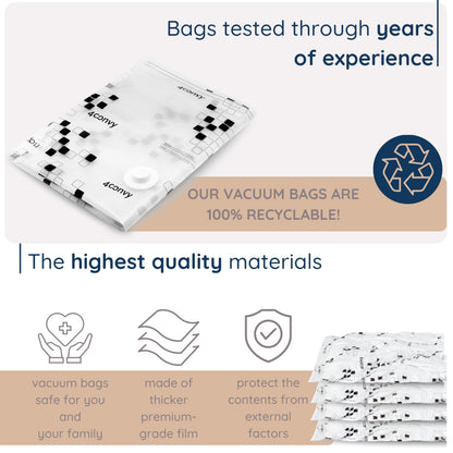 4CONVY Vacuum Storage Bags for Clothes, Comforters, and Bedding - Reusable Vacuum Bags - 10 Pieces Vacuum Storage Bags - Space-Saving Bags