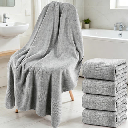SEISSO Set of 4 Bath Towels,88.9 × 160 cm,Bamboo Fibre & Microfibre Blend,Highly Absorbent,Quick-Drying,Soft Oversized XXL Towels,350 GSM,Suitable