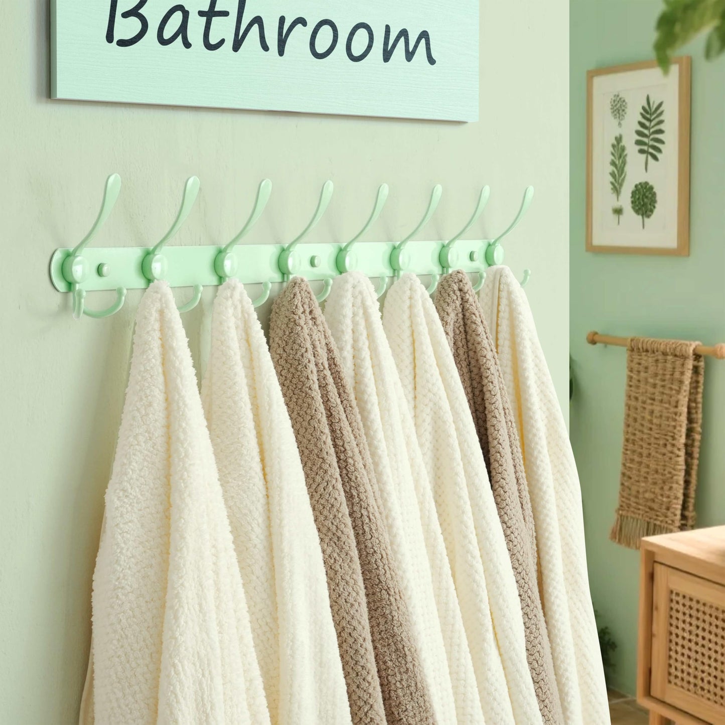 Dseap Coat Rack Wall Mount - 74cm Long 8-Tri-Hooks Heavy Duty Coat Hanger Rail Wall Hooks for Hanging Coats Hats Clothing Clothes Purse Mudroom
