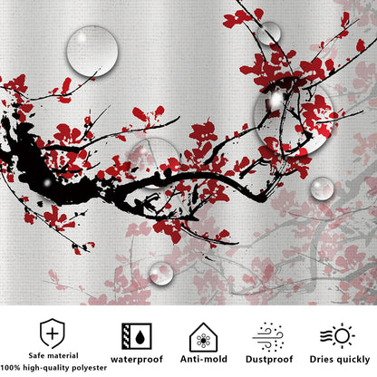 FAIRYGATE Wet Room Shower Curtain Mould Proof Resistant Winter Flowers Water Repellant Fabric Polyester with 12 Plastic Hooks Size 180x180CM Bathroom