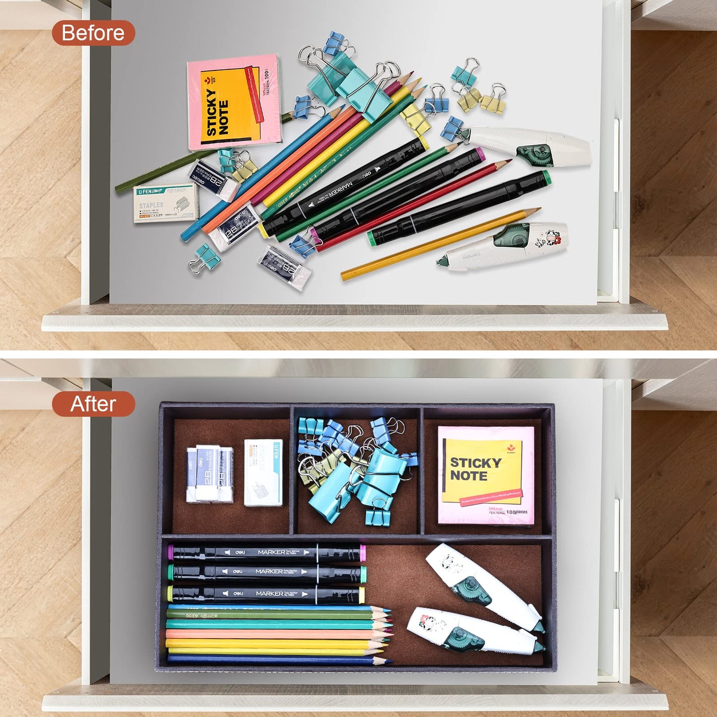 GORESE Valet Tray, Leather Office Drawer Desk Storage Box, Bedside Storage Tray, Pocket Empty Organiser, Pen Trays for Keys, Stationery, Coins