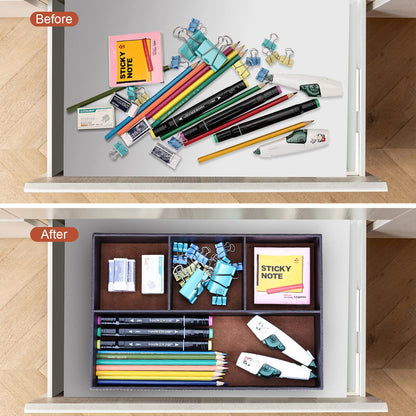 GORESE Valet Tray, Leather Office Drawer Desk Storage Box, Bedside Storage Tray, Pocket Empty Organiser, Pen Trays for Keys, Stationery, Coins