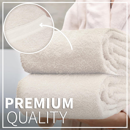 NatureMark Pack of 2 Bath Towels - 100% Cotton, 500 g/m² - Soft, Absorbent & Durable - For Home, Sauna & Travel - 70 x 140 cm, Natural/Cream