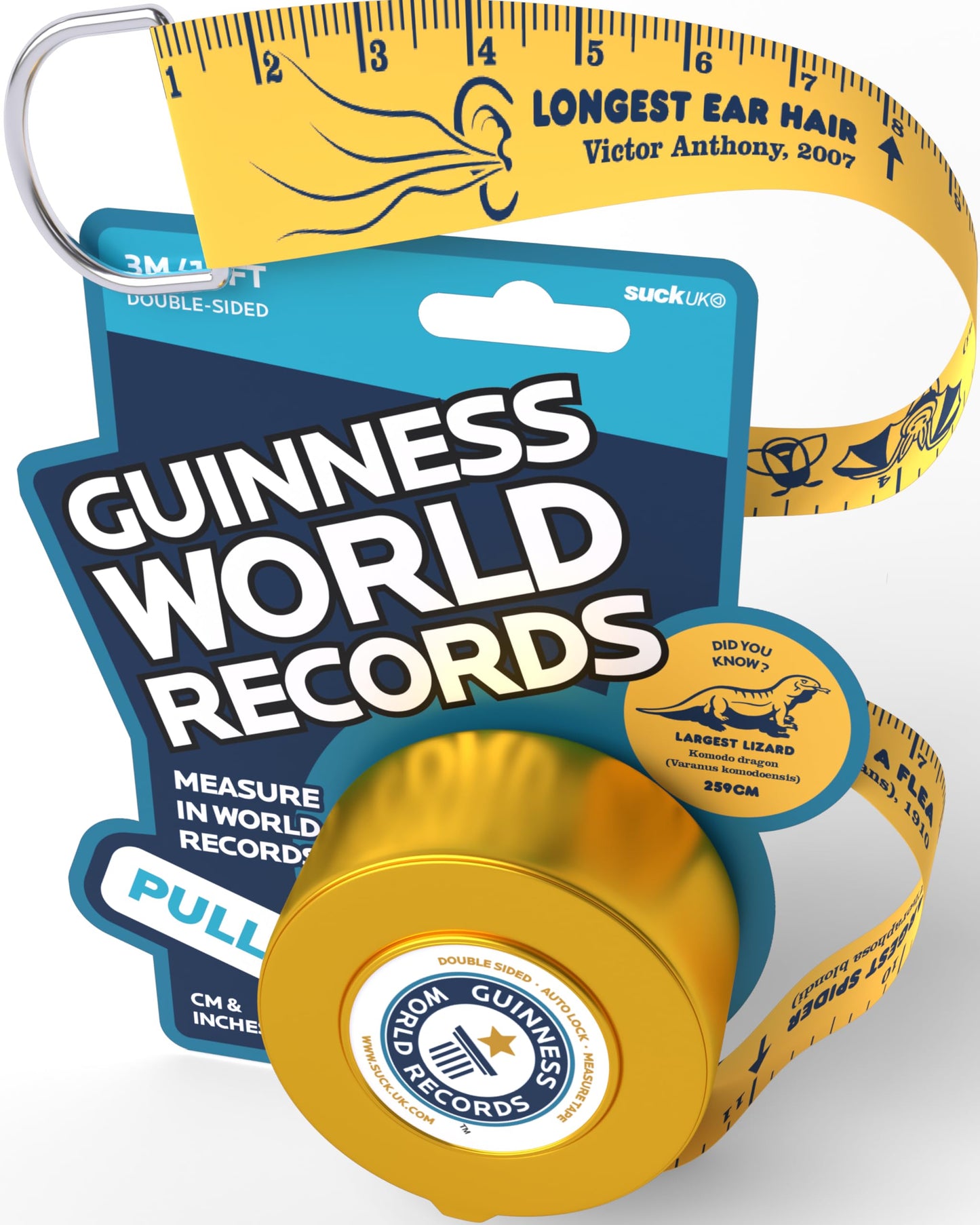 Guinness World Records 2026 | Kids Tape Measure | Funny Measuring Tape | Fun Fact 3m Double Sided | Filled With Silly Facts | Novelty Retractable Tool