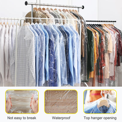 WeeGoo 50 Pcs Plastic Clothes Bag, 60x180 cm, Clear