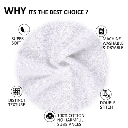 Quick-Dry 4 Pieces White Hand Towels - Highly Absorbent 100% Turkish Cotton - Perfect Lightweight Towel for Bathroom, Kitchen, Guests, Pool, Gym