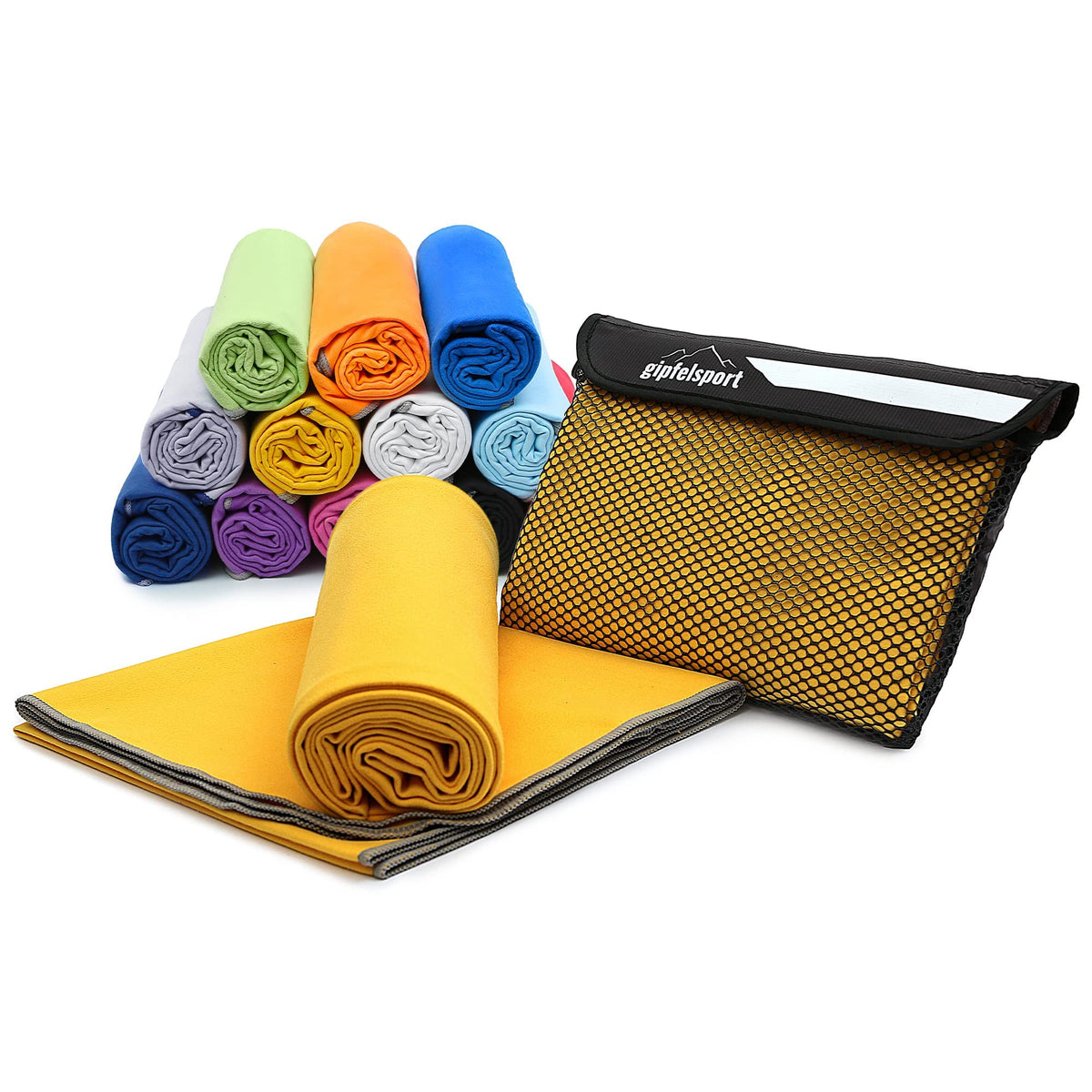 gipfelsport Microfibre Towel Yellow Set1 1x S(80x40cm) & 1x L(140x70cm)