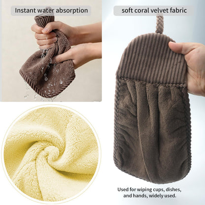 LHNNDM 3 Pack Microfibre Soft Hand Towels, Super Water Absorbent Towel with Hanging Loops for Bathroom Or Kitchen, Hanging, Soft, Absorbent