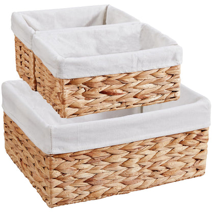Vagusicc Wicker Storage Basket with Handles and Removable Fabric Lining