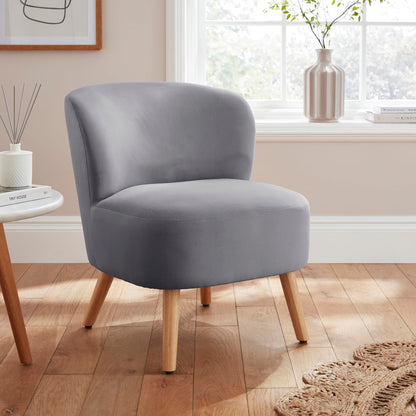 GFW Evie Velvet Accent Chair, Upholstered Occasional Chair with Curved Back & Wooden Legs