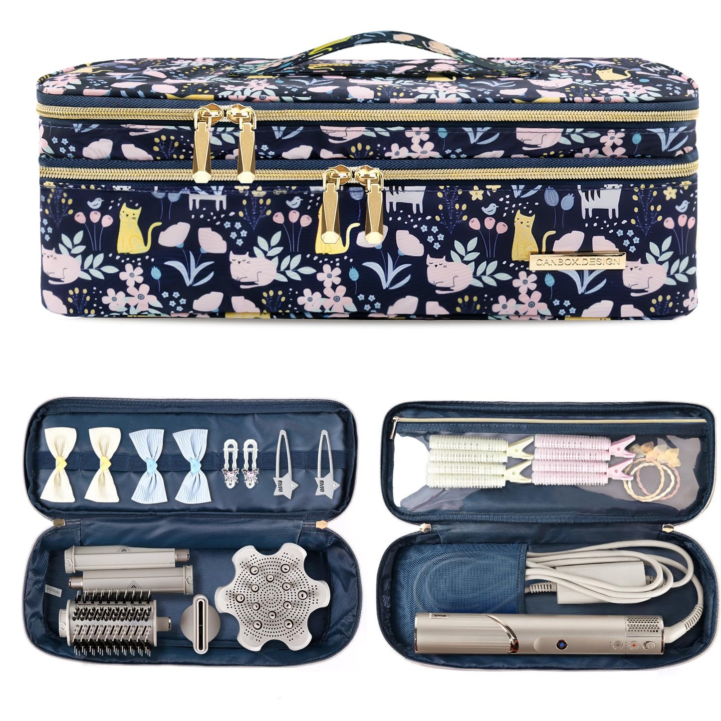Dizdvizd Double Layer Travel Carrying Case, Compatible with Dyson/Shark Flexstyle/Airwrap Styler Storage Bag, Hair Dryer/Hot Air Styler Organiser Bag