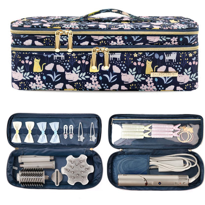 Dizdvizd Double Layer Travel Carrying Case, Compatible with Dyson/Shark Flexstyle/Airwrap Styler Storage Bag, Hair Dryer/Hot Air Styler Organiser Bag