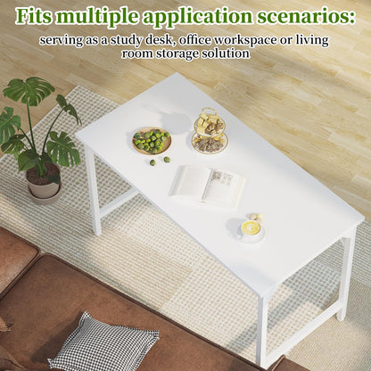 Grandder 80 cm Computer Desk, Small Home Office Desk Study Writing Kid Table for Small Spaces, Simple PC Work Desk, Adjustable Feet, White