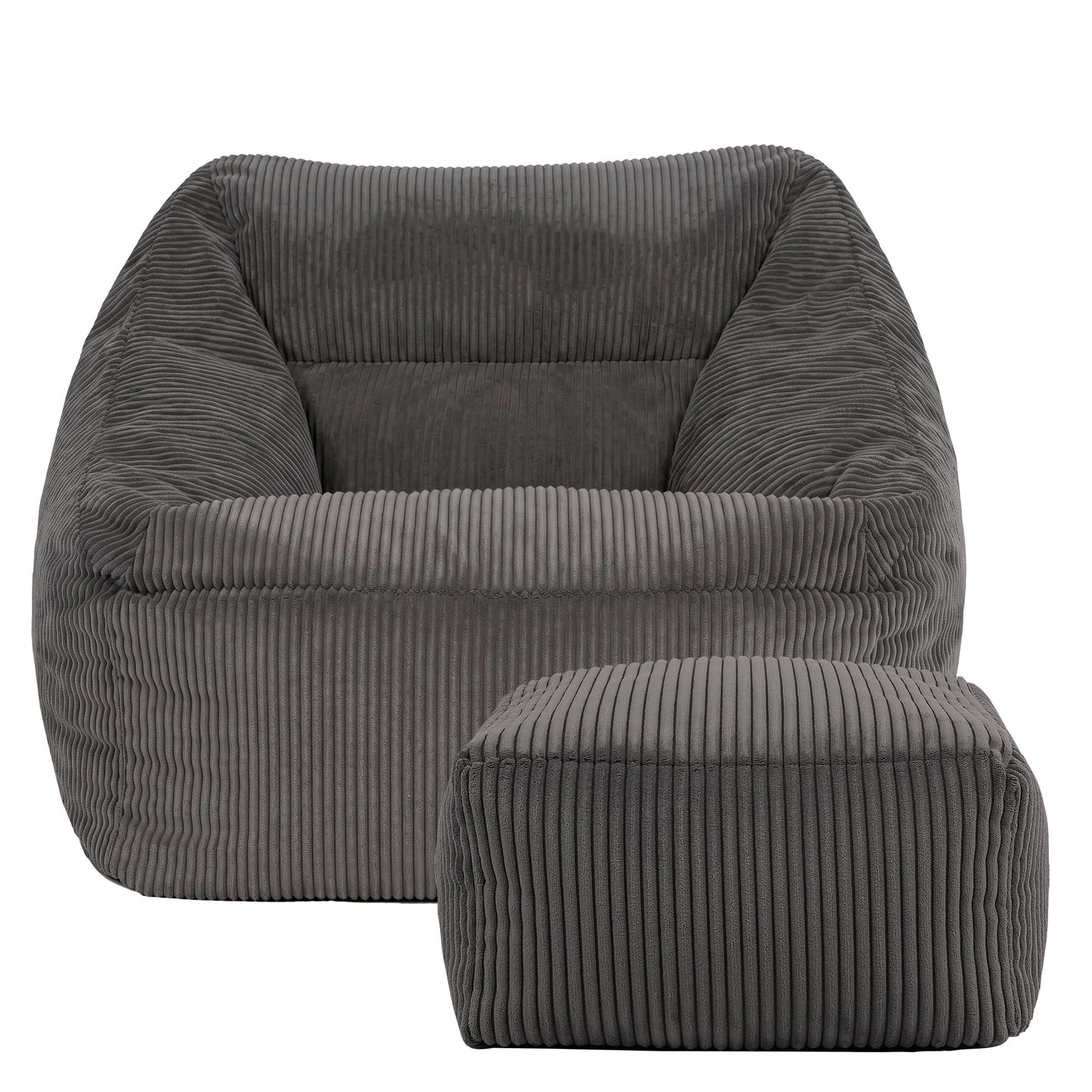 icon Natalia Cord Bean Bag Chair & Footstool with Filling Included, Grey