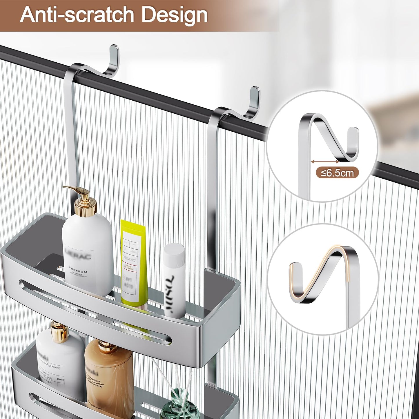 Ajex Shower Caddy Hanging,Over Door Shelf Storage with 2 Tier Rack Hanging, No Drilling Stainless Material Shower Shelf Bathroom Organizer,Storage