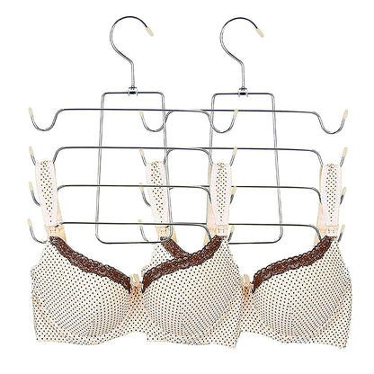 2 Pieces Metal Hangers, Multilayer Hanger, Space Saving Hanger, Foldable, for Tank Tops, Cami, Bra, Swimsuit (Apricot)