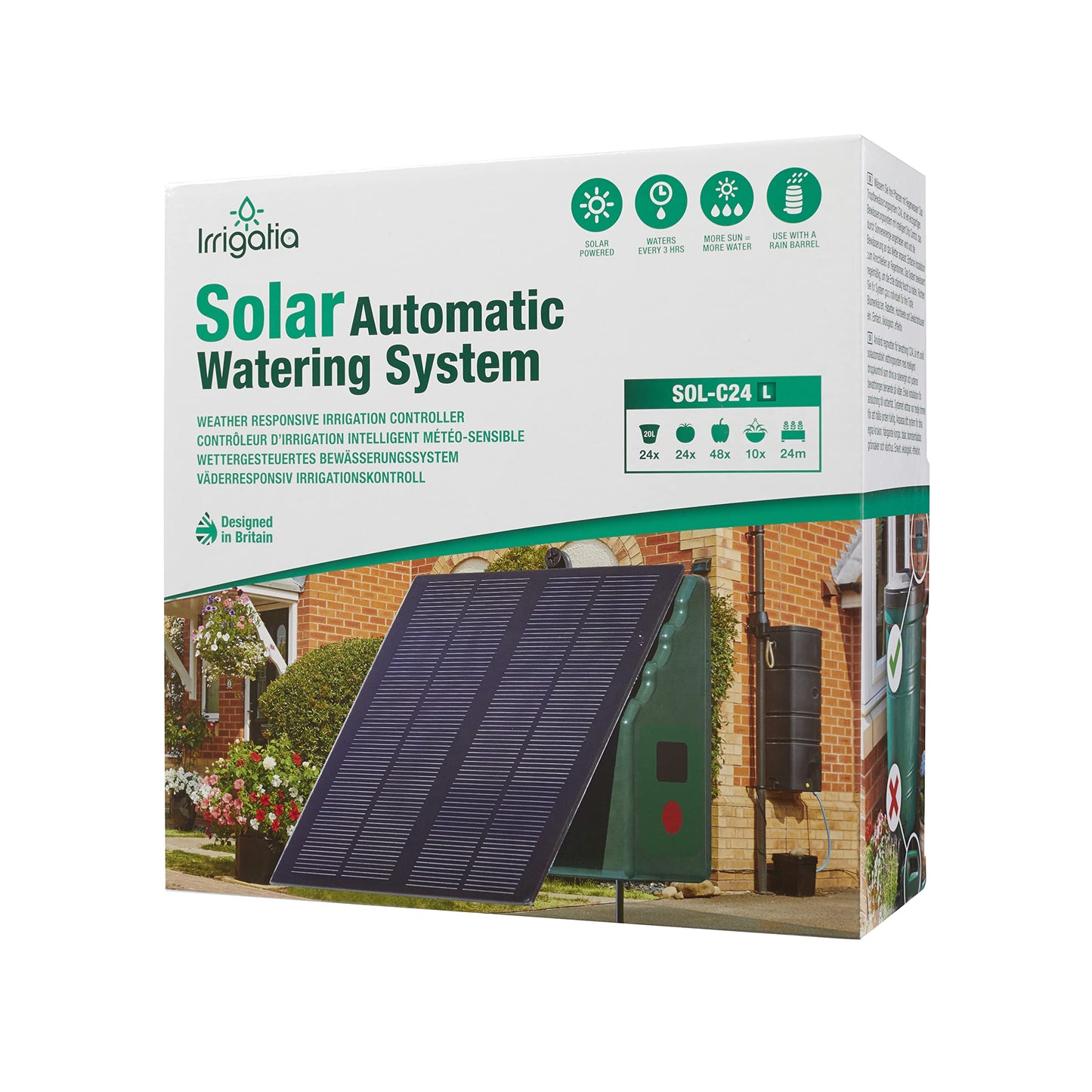 Irrigatia SOL-C24 Weather responsive Solar automatic watering system.
