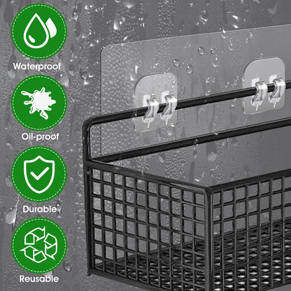 WLLHYF 10 Pack Shower Caddy Adhesive Hooks Replacement Strong Stickers Shower Hooks Wall Hooks Waterproof for Bathroom Shower Shelf Basket Soap Dish