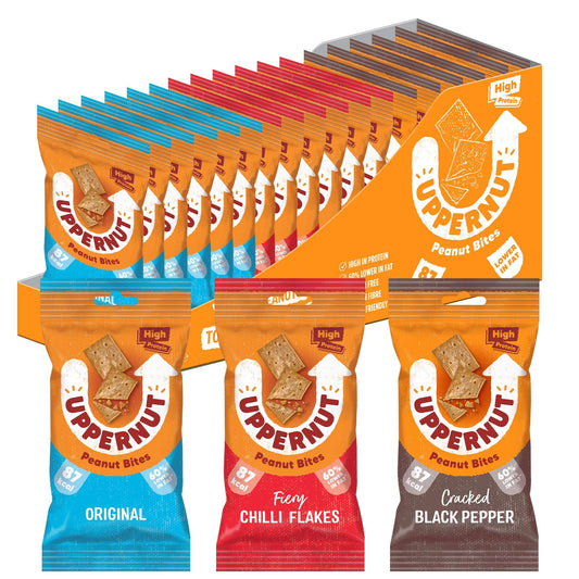 Uppernut Keto Crackers Peanut Biscuits Multipacks - Mixed Pack of 18 x 20g Gluten Free Biscuits, High Protein & Low Carb, No Flour, 97% Peanuts |