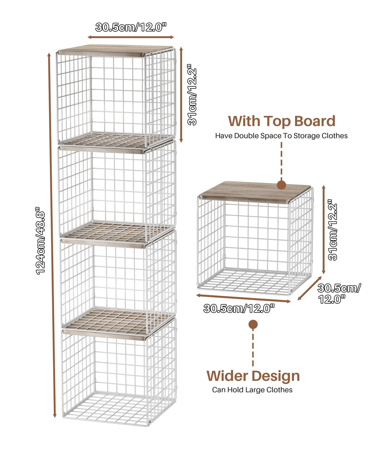 UMDONX 4 Pack Metal Wardrobe Storage Organiser Stackable Closet Shelf