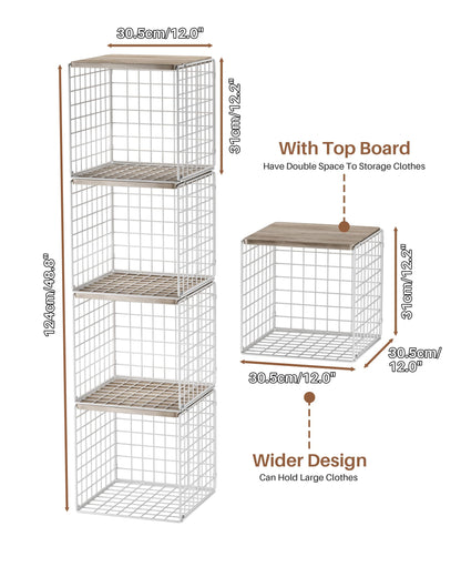 UMDONX 4 Pack Metal Wardrobe Storage Organiser Stackable Closet Shelf