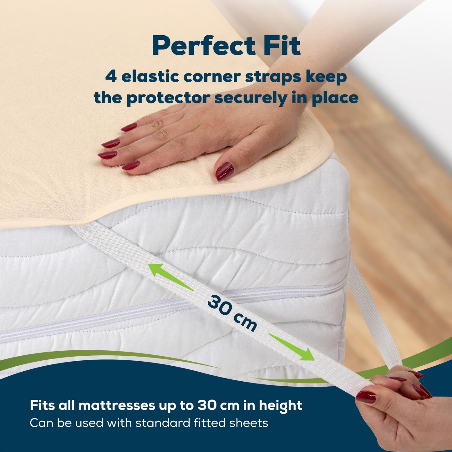 Sensalou Waterproof Mattress Protector 50 x 90 cm Beige – Mattress Cover for Bed and Baby Cot