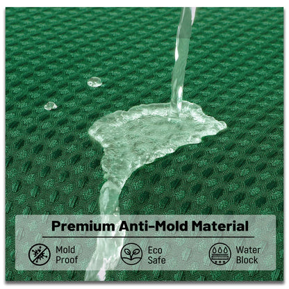 BTTN Extra Long Waffle Shower Curtain, Waterproof, 182x214cm, Emerald Green