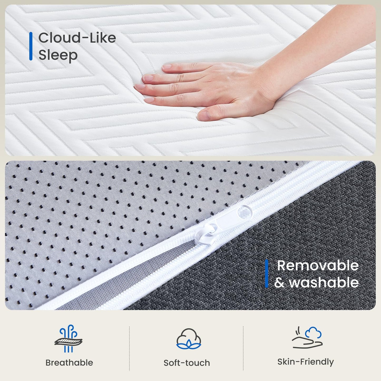 Belbbos Double Mattress Memory Foam 135x190x18cm—Medium Firm Orthopedic