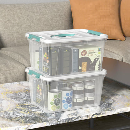Ysmiltion 6 Litres Clear Plastic Storage Boxes with Lids, 6 Packs, Green