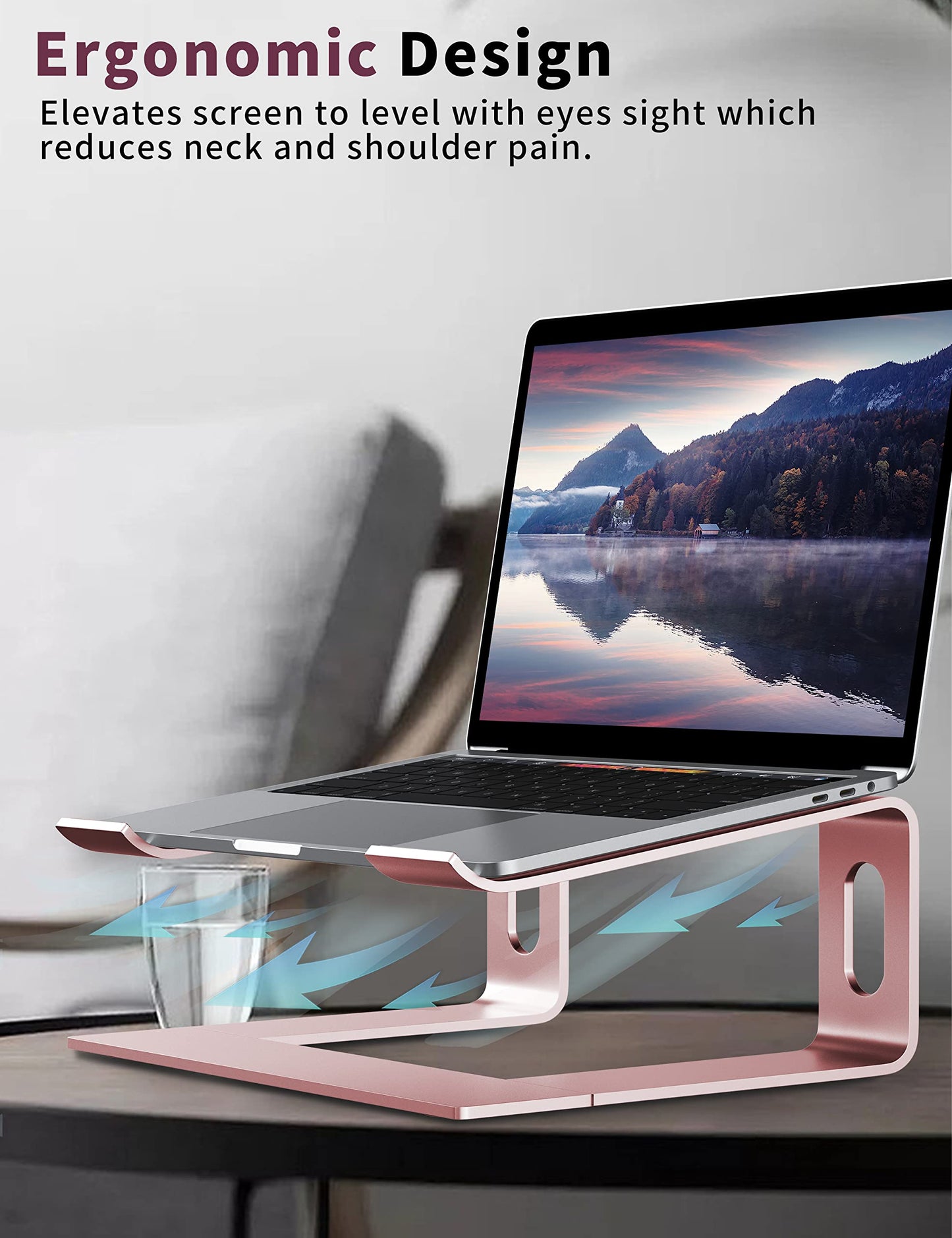 ALASHI Laptop Stand for Desk, Aluminum Computer Riser, Ergonomic Notebook Holder, Detachable Metal Laptops Elevator