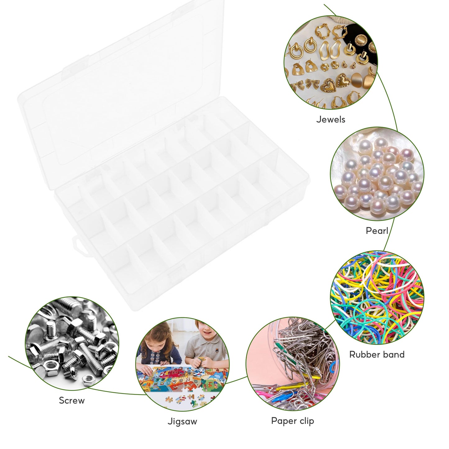 Bead Organiser Storage Box, 4PCS 24 Grids Small Compartment Craft Case