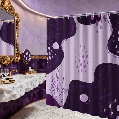 LanZanthic Purple Shower Curtains for Bathroom Dark Light Purple Lavender Modern Wet Room Shower Curtain with hooks, Mould Proof Resistant