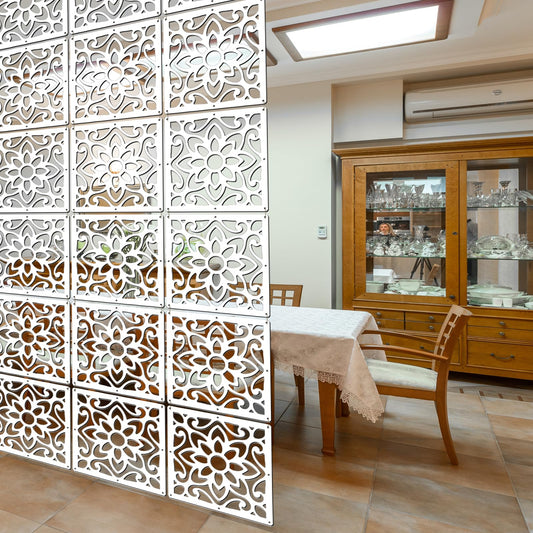 Lchen Hanging Room Divider,10 Pieces Wood-Plastic 5mm Thick Screen Panel for Living Room and Beding Room(HTT-10S,11.4"X11.4")