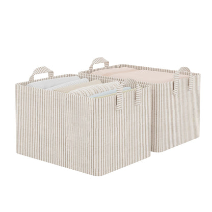 StorageWorks Storage Boxes, Foldable Storage Boxes for Shelves, Large Storage Baskets with Metal Frame, Closet Baskets and Boxes with Handles
