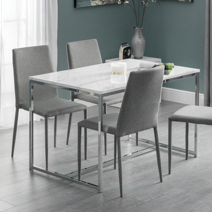 Julian Bowen Scala Dining Table, Marble Effect & Chrome - H75.5xW120xD80cm