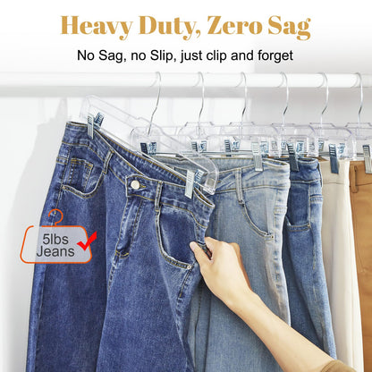 HOUSE DAY Trouser Hangers 36cm Plastic Crystal Skirt Hangers with Ajustable Clips Space Saving Premium Edition Solid Elegant for Trousers, Skirts