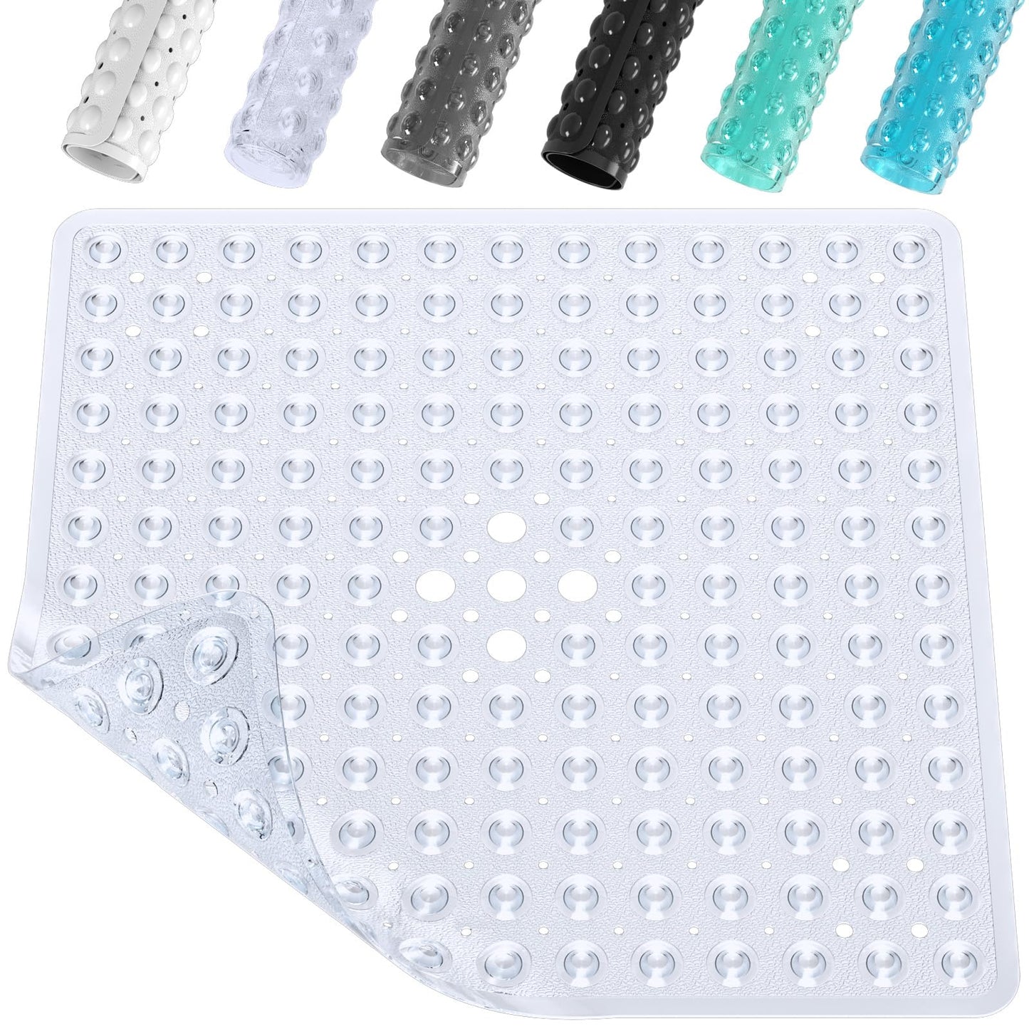 XIYUNTE Shower Mat Non Slip Anti Mould - 53 x 53cm Square Bath Mat Non Slip Shower Mats for Inside Shower