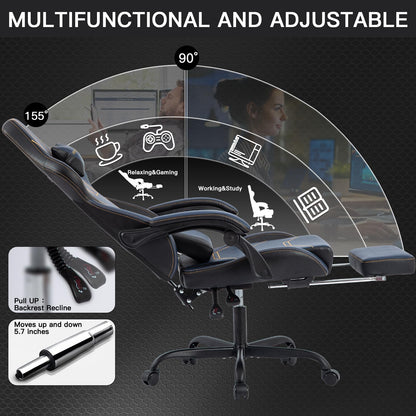 WOTSTA Gaming Chair, Ergonomic Gaming Chair, Computer Chair with Headrest and Lumbar, Racing Computer Chairs, Height Adjustable Rotating PC Chairs