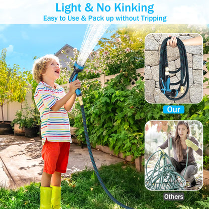 Expandable Garden Hose Pipe 30m 100ft, Hosepipes for Garden Water Hose with 10 Functions Spray Gun, 3/4" 1/2" Connector, Expanding Magic Hose