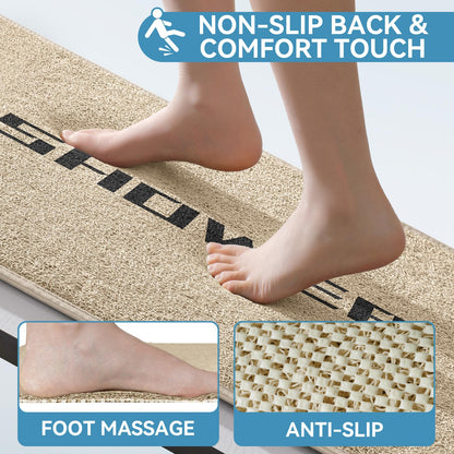 Muecleao Loofah Shower Mat, Non Slip Anti Mould Bath Mats with Reinforced Edge for Inside Shower, Washable Antibacterial Soft PVC Bath Mat with Drain